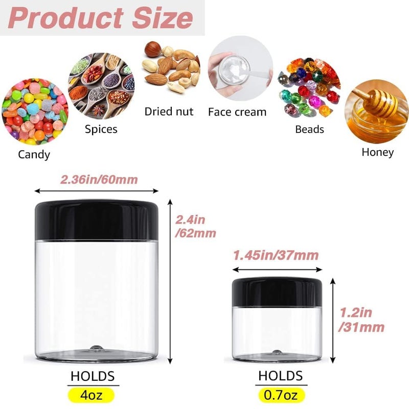AMORIX 12 Pack 4 oz Small Plastic Containers with Lids+12 Pack 20g/20ml Cosmetic Sample Jar - for Lip Scrub, Body Butters, Cream, Slime, Craft Storage - Image 2