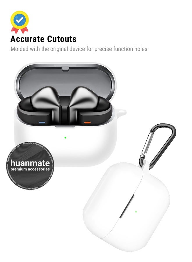 huanmate Silicone Case Cover For Samsung Galaxy Buds 3 Pro - White - Made with Soft Silicone, Lightweight & Durable - Stylish Design, Accurate Cut-outs, Easy Installation & Removal  - Image 5