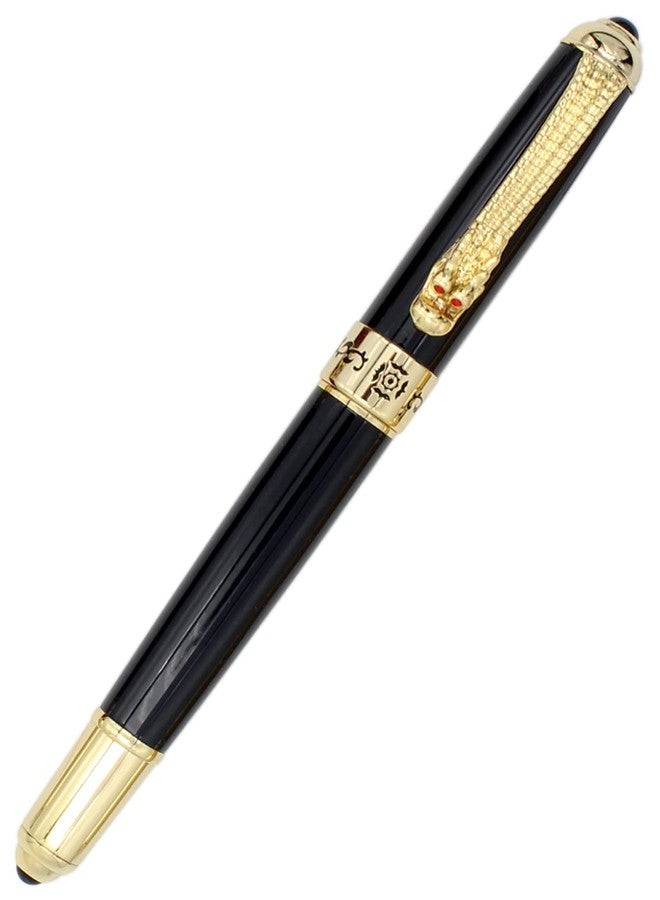 Gullor Fountain Pen with Ink Converter, Golden Dragon Clip, Executive Pen for Smooth Writing, Fine Nib, Black - Image 5