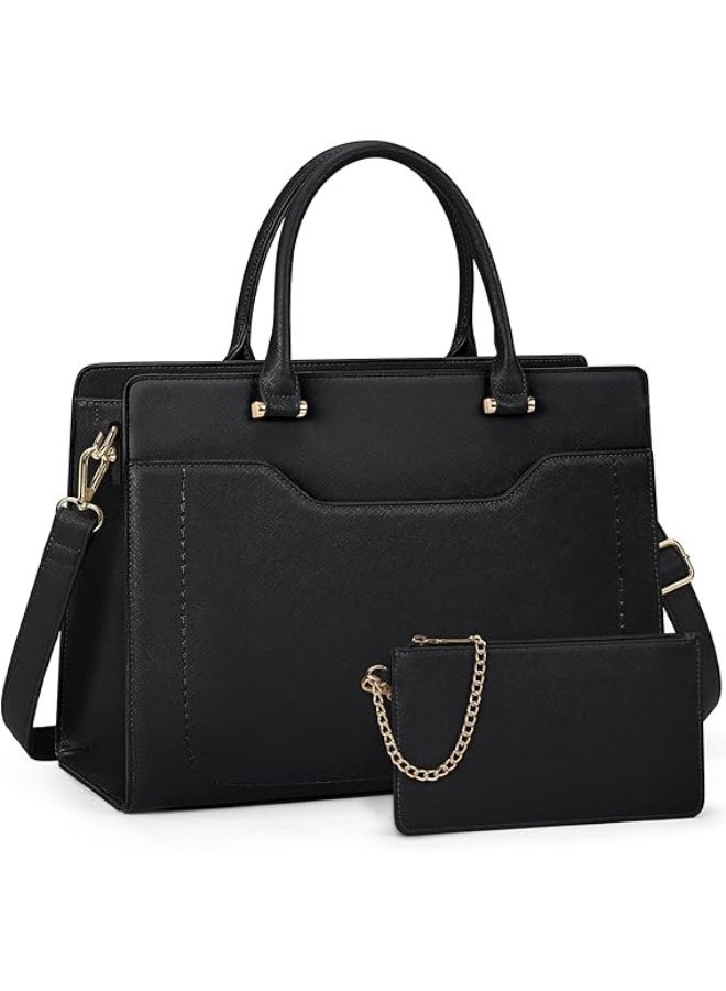 RAINSMORE Laptop Tote Bags for Women 15.6 Inch Designer Ladies Leather laptop handbags Waterproof Briefcase with Clutch Bag for Work School Business | 15.6 Inch, Designer, Ladies, Leather, Waterproof, for Work - Image 1