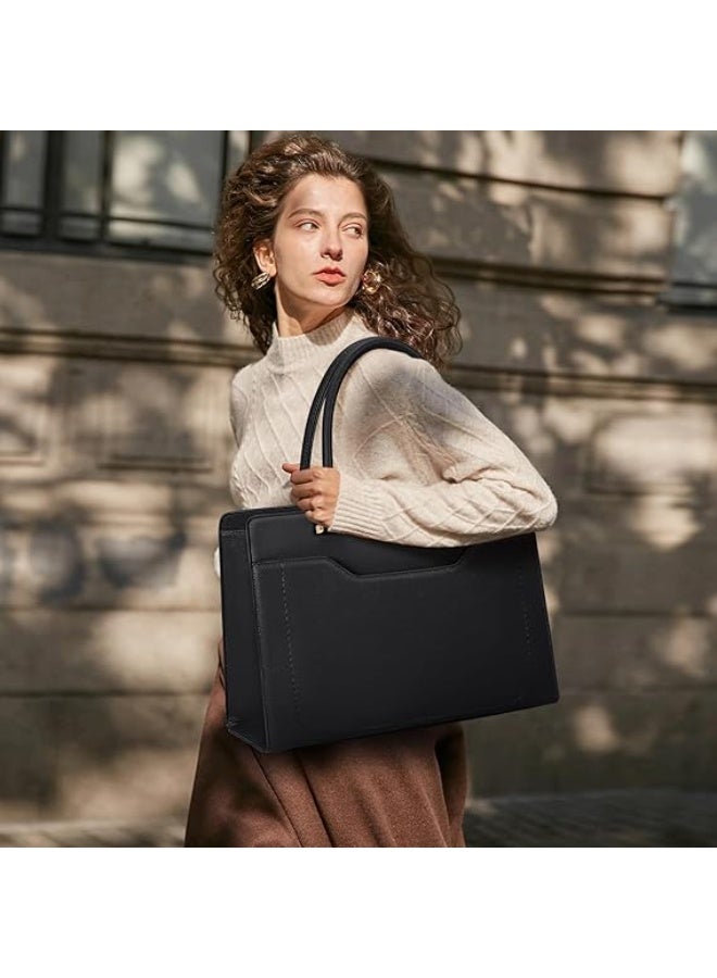 RAINSMORE Laptop Tote Bags for Women 15.6 Inch Designer Ladies Leather laptop handbags Waterproof Briefcase with Clutch Bag for Work School Business | 15.6 Inch, Designer, Ladies, Leather, Waterproof, for Work - Image 5