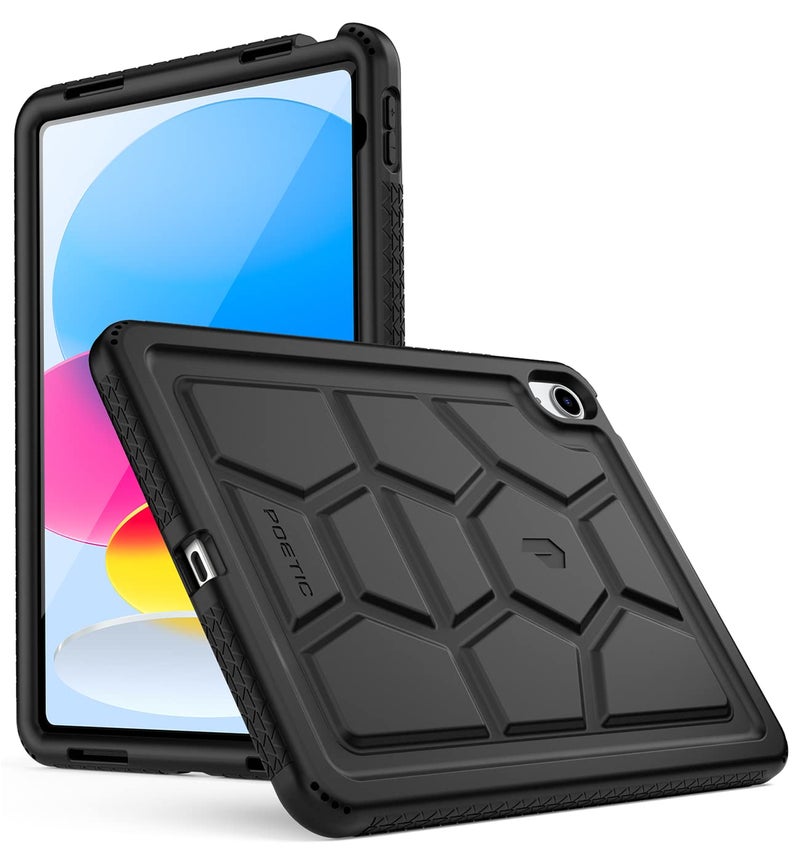 Poetic TurtleSkin case for New iPad (A16) 11th / 10th Generation (2025/2022), Heavy Duty Shockproof Kids Friendly Silicone Case Cover, Only Compatible with New iPad 11/10.9 Inch, Black - Image 1