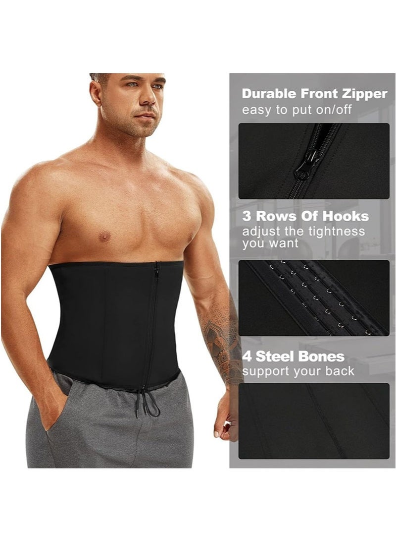 Apustim Men's Waist Training Body Shaper Belt，Weight Loss Fitness Fat Burning Sweat Trimmer，Back Support Belt （Blue） - Image 5