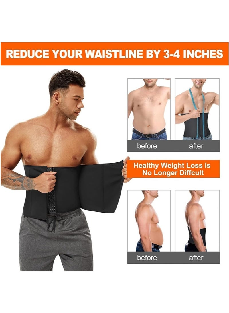 Apustim Men's Waist Training Body Shaper Belt，Weight Loss Fitness Fat Burning Sweat Trimmer，Back Support Belt （Blue） - Image 4