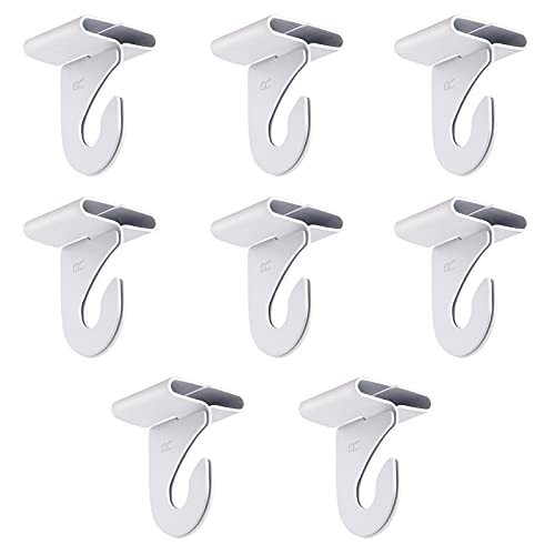 Gansita 8 Pair Drop Ceiling Hooks for Hanging,White Heavy Duty Ceiling Hooks,Metal T-Bar Hooks,Suspended Ceiling Tile Hook Ceiling Clips for Home Classroom Grid Office & Decorations - Image 1