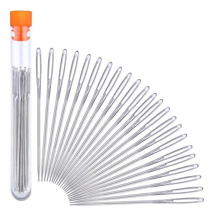 23 PCS LARGE EYE SEWING NEEDLES 236IN SEWING SHARP NEEDLES LEATHER EMBROIDERY THREAD NEEDLE STAINLESS STEEL YARN KNITTING NEEDLE WITH A 33IN PLASTIC BOTTLE