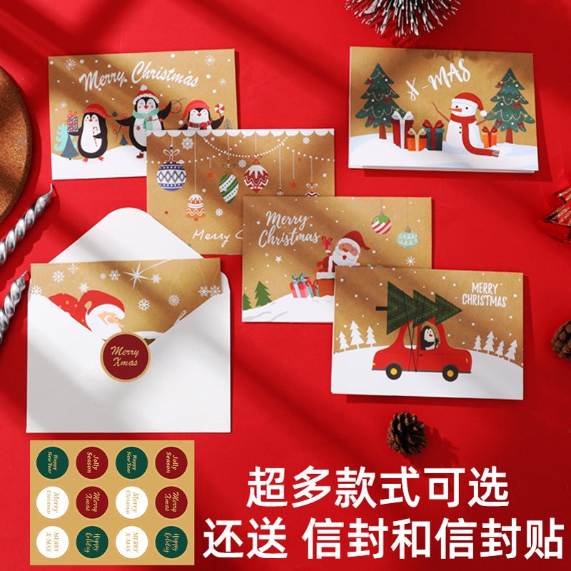 24 Creative Christmas English Greeting Cards Advanced Sense Three-Dimensional Cartoon Children'S Blessing New Year Small Cards Send Envelopes - Image 2