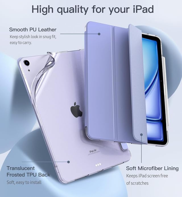 Boxome Tablet Case Cover for Apple iPad Air 10.9 inch (4th|5th Gen) [Auto Sleep/Wake Cover] [Pencil Holder] [Trifold Stand] [Frosted Back] - Lavender - Image 3