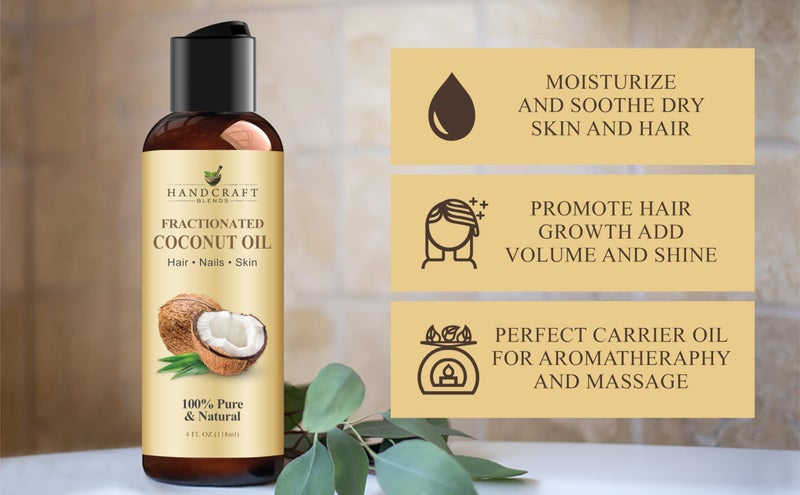 Handcraft Blends Fractionated Coconut Oil - 4 Fl Oz - 100% Pure and Natural - Premium Grade Carrier Oil for Skin and Hair - Hair and Body - Massage - Image 2