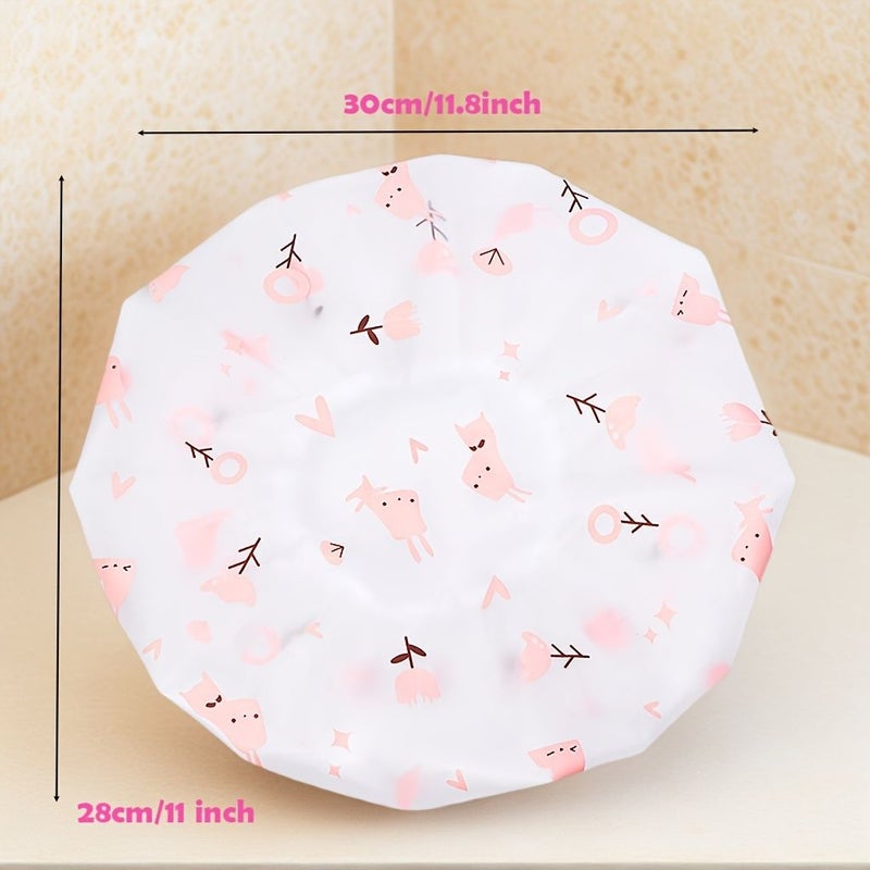 Orange Reusable Shower Cap for Women Large Elastic EVA Bath Hair Bonnet - Image 4