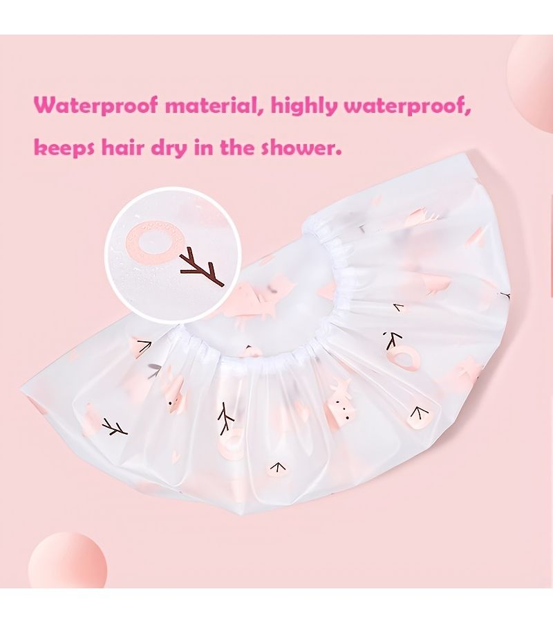 Orange Reusable Shower Cap for Women Large Elastic EVA Bath Hair Bonnet - Image 5