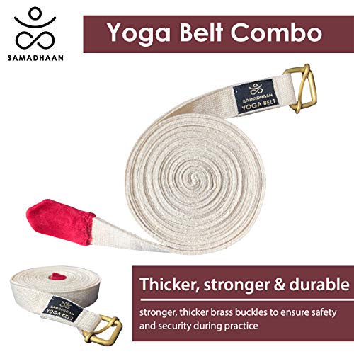 Samadhaan Yoga Belt | Yoga Strap with Durable Sliding Brass Buckle | Adjustable Stretching Strap | Gym Workout & Exercise Bands | Physical Therapy | Strong & Secure Cotton | Pack of 2 - Image 2
