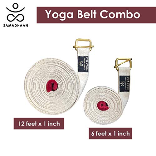 Samadhaan Yoga Belt | Yoga Strap with Durable Sliding Brass Buckle | Adjustable Stretching Strap | Gym Workout & Exercise Bands | Physical Therapy | Strong & Secure Cotton | Pack of 2 - Image 4