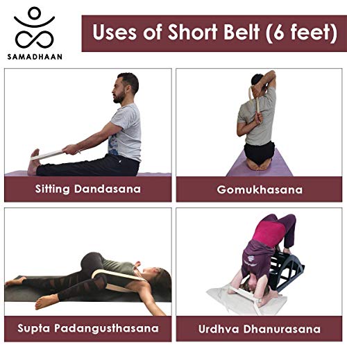 Samadhaan Yoga Belt | Yoga Strap with Durable Sliding Brass Buckle | Adjustable Stretching Strap | Gym Workout & Exercise Bands | Physical Therapy | Strong & Secure Cotton | Pack of 2 - Image 5