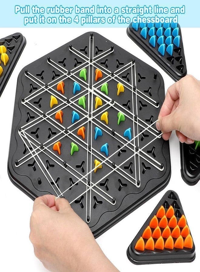 KRYLAR Chain Triangle Chess & Triggle Rubber Band for Kids and Adults,Family Fun Brain Teaser Puzzle, Interactive Strategy Board Game, 2-4 Player Educational Game, Mind Challenge Game Set - Image 2