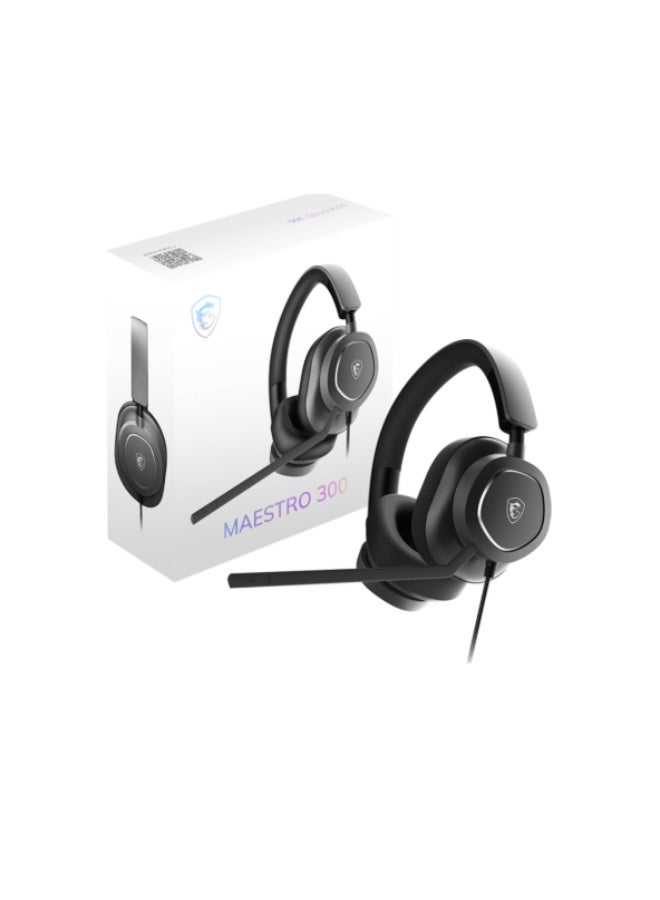 MSI MAESTRO 300 Wired Gaming Headset – 40 mm Neodymium Drivers, USB‑C + USB‑A Adapter, Detachable Cardioid Mic, Mesh/Protein Leather Earpads, 20‑40 kHz Hi‑Res Audio, Universal Compatibility - Image 5