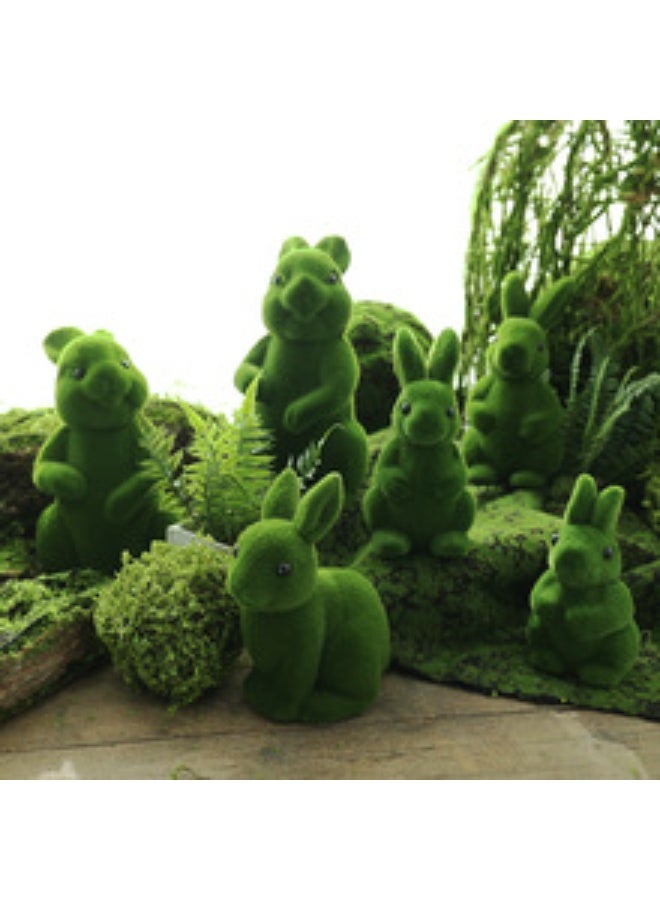 OASIS-TH Simulation Moss Flocking Animal Rabbit Garden Courtyard Window Decoration Moss Wall Bunny Topiary Simulation Rabbit Decor Micro Landscape Decoration Flocking Adornment - Image 4