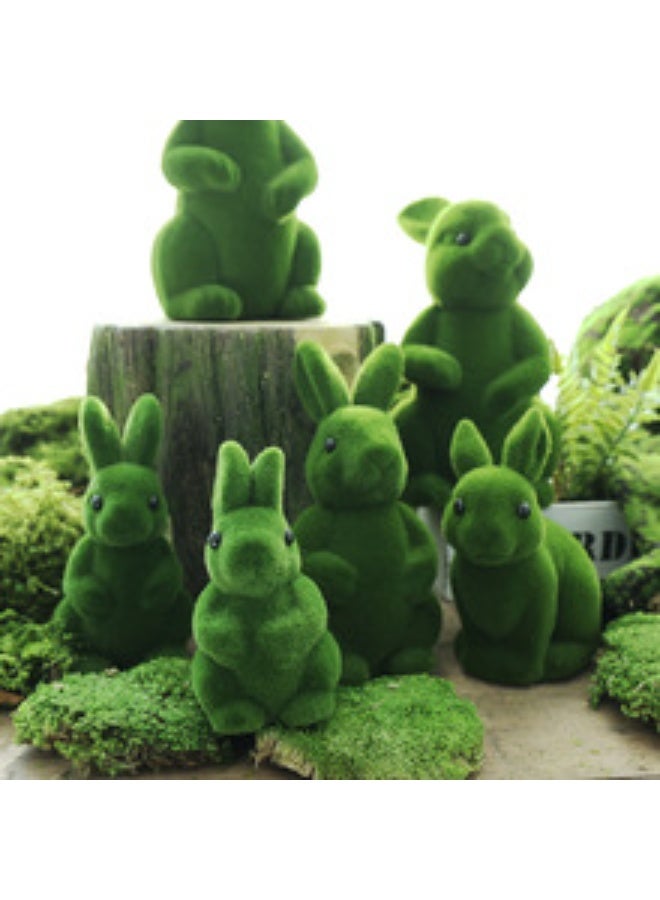 OASIS-TH Simulation Moss Flocking Animal Rabbit Garden Courtyard Window Decoration Moss Wall Bunny Topiary Simulation Rabbit Decor Micro Landscape Decoration Flocking Adornment - Image 5