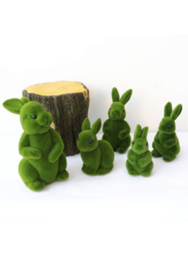 OASIS-TH Simulation Moss Flocking Animal Rabbit Garden Courtyard Window Decoration Moss Wall Bunny Topiary Simulation Rabbit Decor Micro Landscape Decoration Flocking Adornment - Image 2