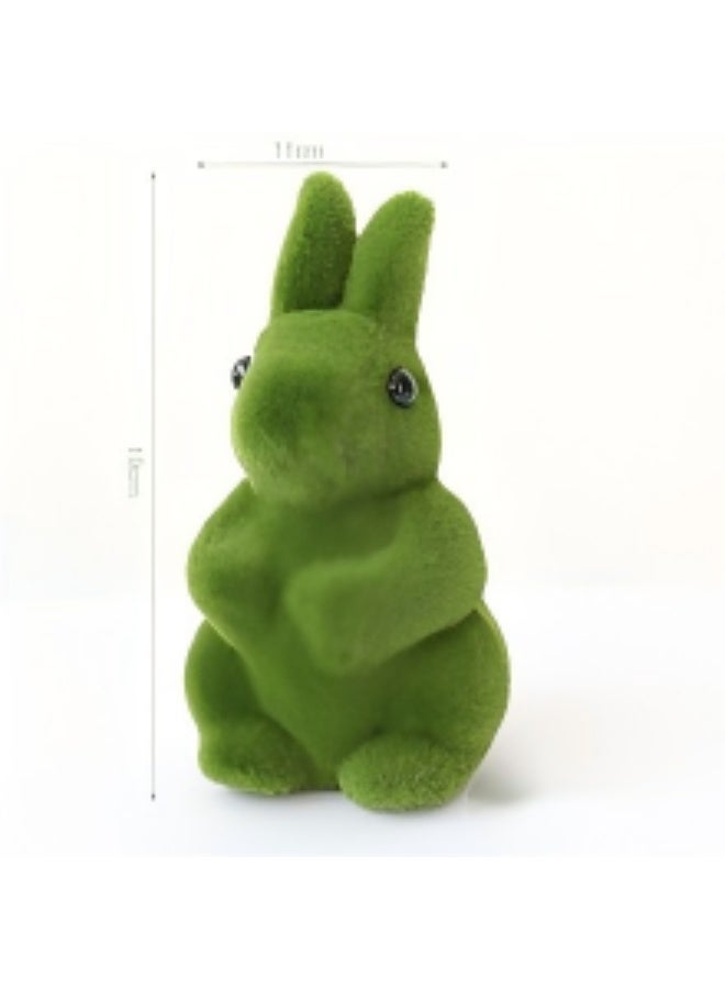 OASIS-TH Simulation Moss Flocking Animal Rabbit Garden Courtyard Window Decoration Moss Wall Bunny Topiary Simulation Rabbit Decor Micro Landscape Decoration Flocking Adornment - Image 1