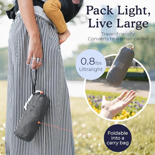 Beco Fly Lightweight Baby Carrier Compact Foldable Ultralite Toddler and Baby Backpack Carrier with Carry Bag Front Back Carry in The HipHealthy MPosition 1545 lbs Grey - Image 3