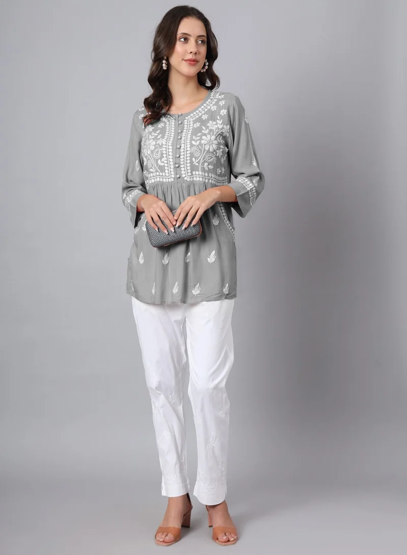 Alaya Women Hand Embroidered Chikankari Rayon Kurti-AL3696