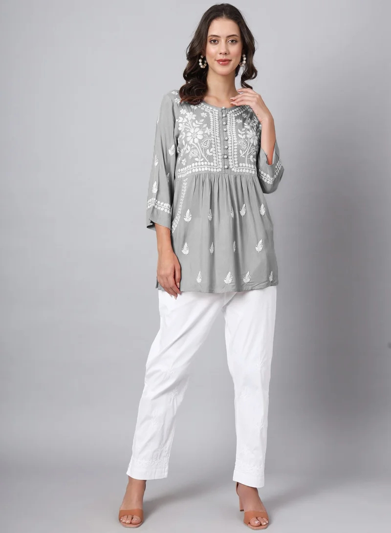 Alaya Women Hand Embroidered Chikankari Rayon Kurti-AL3696