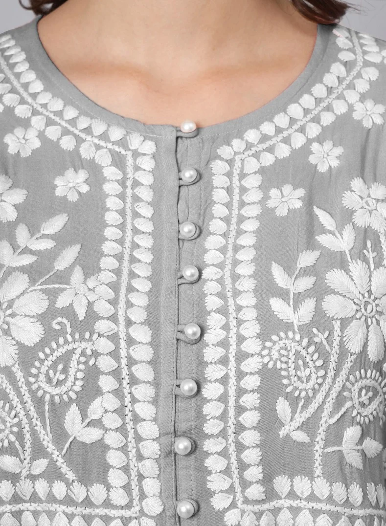 Alaya Women Hand Embroidered Chikankari Rayon Kurti-AL3696