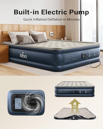 iDOO Cal King Air Mattress with Built in Pump, 18'' King Size Air Mattress for Home Guest, Upgraded Comfort Inflatable Blow up Mattress, 84'' Extra Long, Keep Feet from Dangling, Colchon Inflables - Image 3