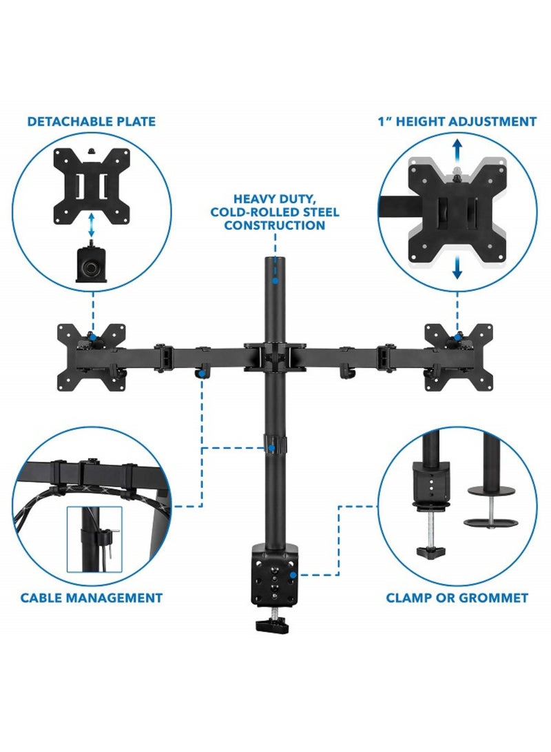 Stargold Dual Monitor Stand, Adjustable Desk Mount for 13”-32” Screens, Heavy Duty Clamp, VESA Compatible 100x100, Fits 2 Monitors, Ergonomic Height & Tilt Adjustment, Easy Installation - Image 4
