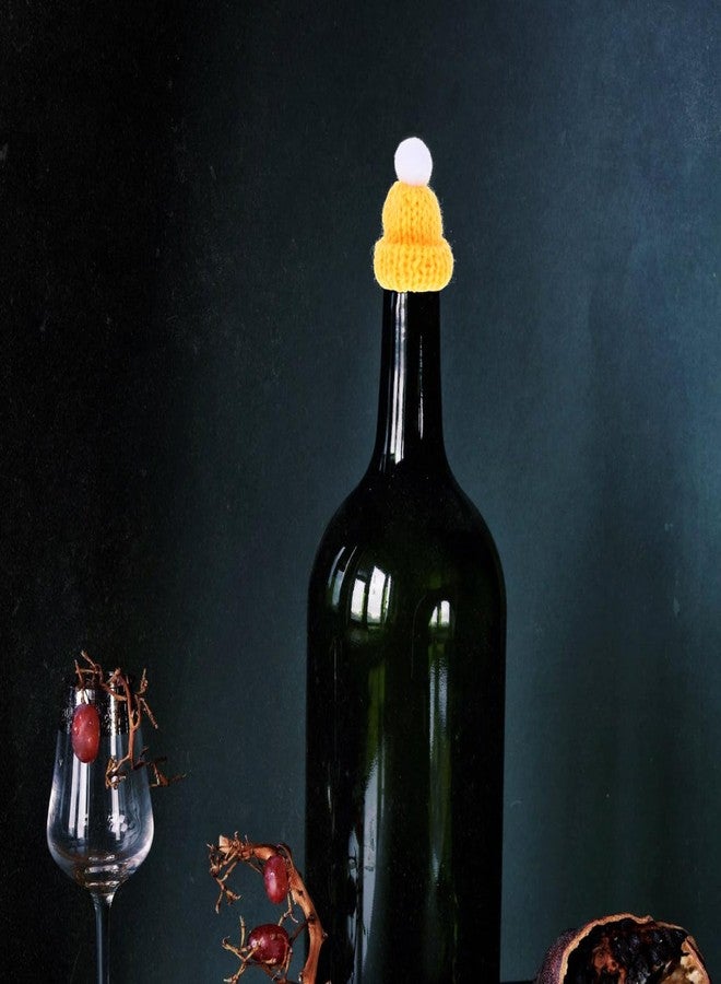 أموسفون مجموعة من 10 قبعات صغيرة محبوكة لعيد الميلاد من آموسفن، قبعة بابا نويل صفراء، إكسسوارات يدوية الصنع لتزيين العطلات وهدايا حفلات عيد الميلاد - Image 5