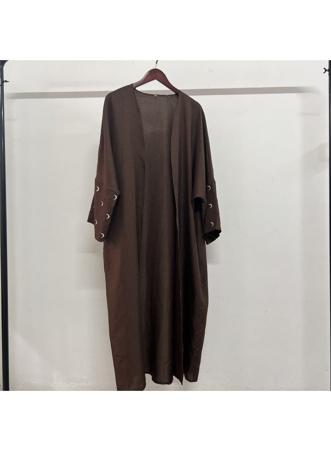 New Solid Color Elegant Cardigan Moon Embroidery Fashion Dress - Image 4