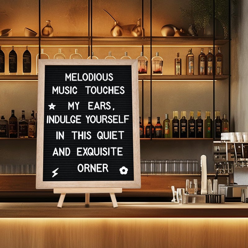 Veskaoty Felt Letter Board with 402 Letters, Numbers & Symbols - 12 x 16 inch Large Changeable Message Board with Wooden Frame Wall Mount Hook, 2 Canvas Bags, Wood Stand (Black) - Image 4