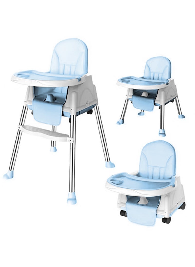 PURADAY Baby High Chair Convertible High Chairs for Babies and Toddlers Toddler Feeding Chair with Double Removable Tray The Perfect Travel High Chair for Easy Baby Feeding Foldable Baby Dining Chair Sky Blue  - Image 1