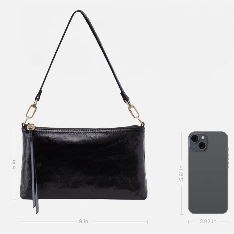 HOBO Darcy Convertible Leather Crossbody Bag with Removable Strap - Leather Shoulder Bag & Wristlet with 6 Card Slots, Bill Slot & Exterior Phone Pocket - Black - Image 5