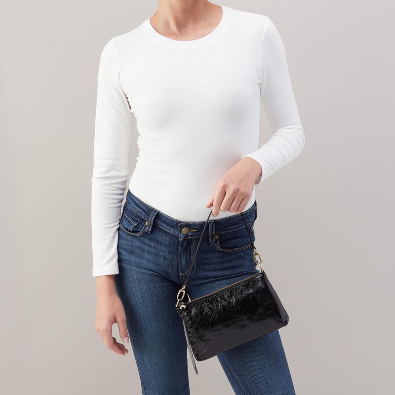 HOBO Darcy Convertible Leather Crossbody Bag with Removable Strap - Leather Shoulder Bag & Wristlet with 6 Card Slots, Bill Slot & Exterior Phone Pocket - Black - Image 3
