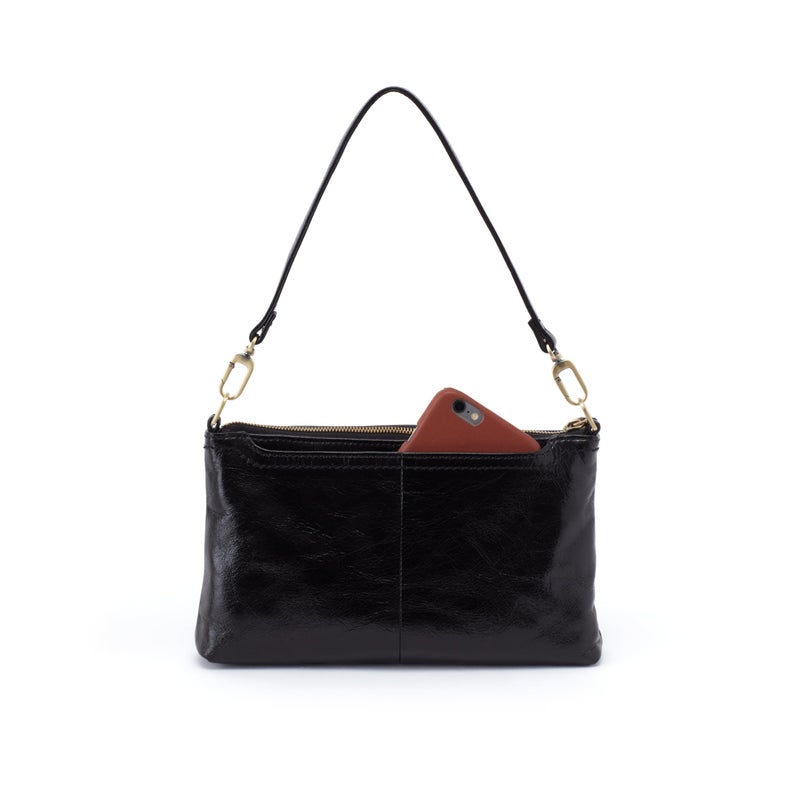HOBO Darcy Convertible Leather Crossbody Bag with Removable Strap - Leather Shoulder Bag & Wristlet with 6 Card Slots, Bill Slot & Exterior Phone Pocket - Black - Image 4
