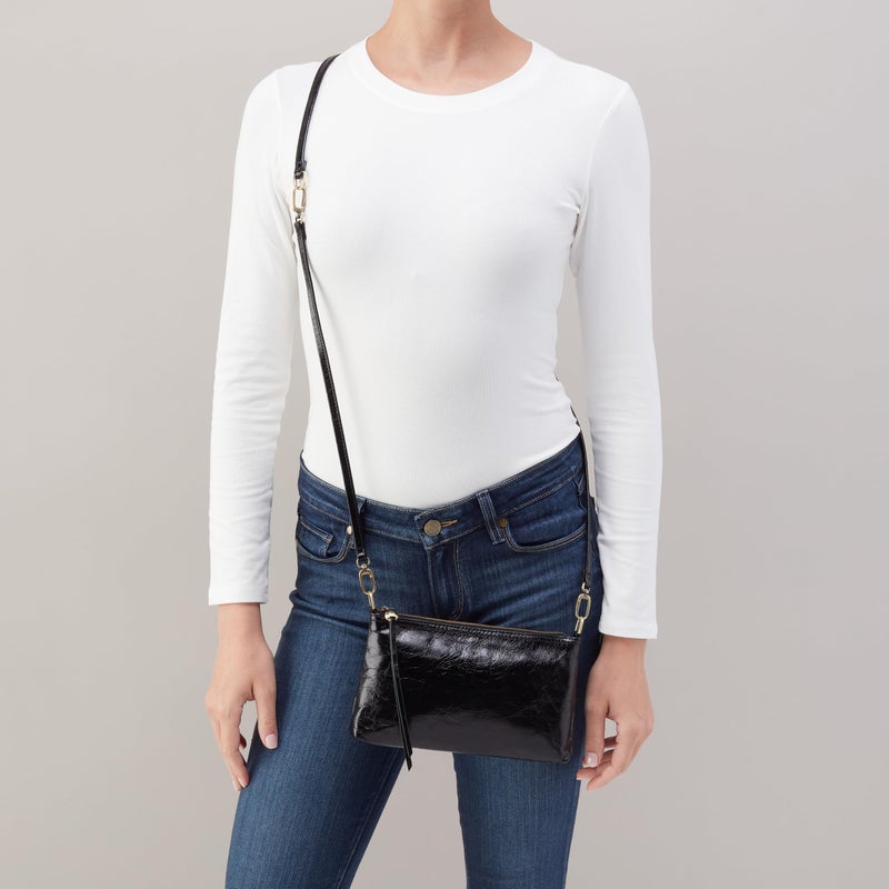 HOBO Darcy Convertible Leather Crossbody Bag with Removable Strap - Leather Shoulder Bag & Wristlet with 6 Card Slots, Bill Slot & Exterior Phone Pocket - Black - Image 2