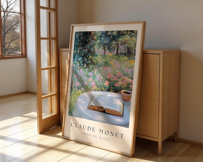 TNESSENTIAL Bookish Print Monet Garden Scene – Claude Monet Inspired Reader Wall Art, Floral Wall Art, Peaceful Spring Decor, Cottage Garden Art - Image 5