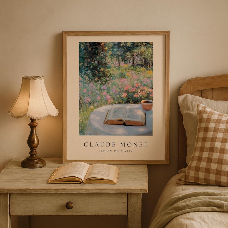 TNESSENTIAL Bookish Print Monet Garden Scene – Claude Monet Inspired Reader Wall Art, Floral Wall Art, Peaceful Spring Decor, Cottage Garden Art - Image 4