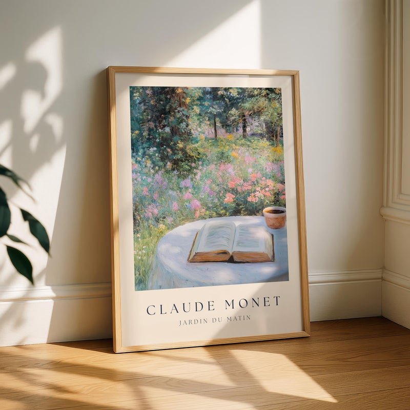 TNESSENTIAL Bookish Print Monet Garden Scene – Claude Monet Inspired Reader Wall Art, Floral Wall Art, Peaceful Spring Decor, Cottage Garden Art - Image 3