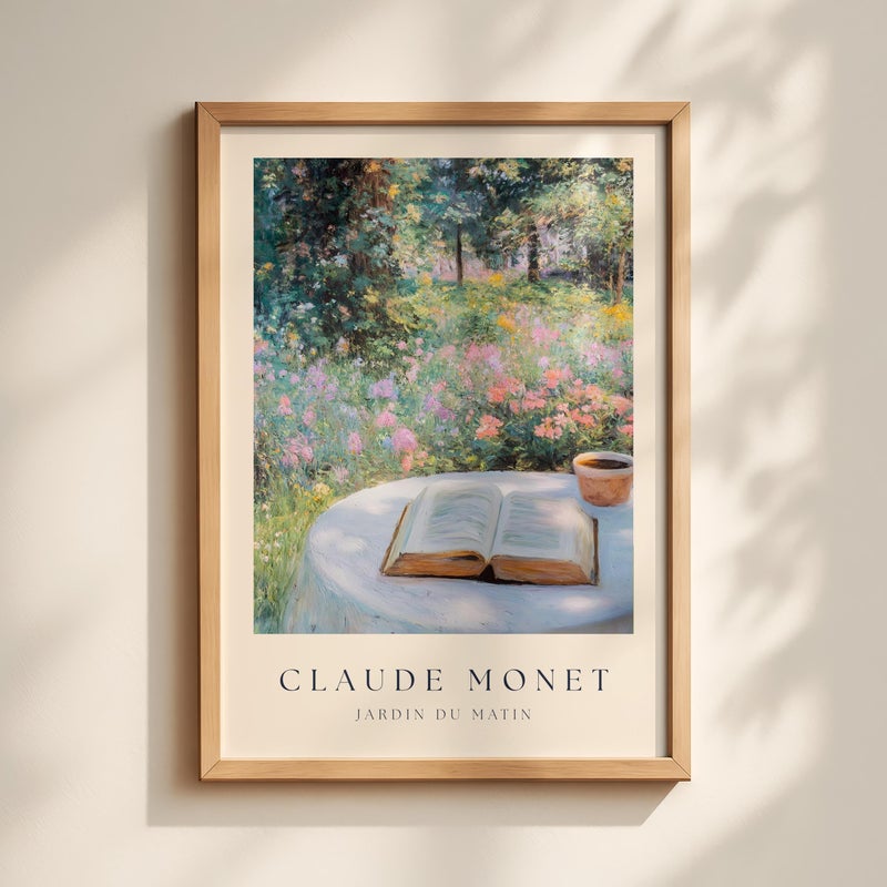 TNESSENTIAL Bookish Print Monet Garden Scene – Claude Monet Inspired Reader Wall Art, Floral Wall Art, Peaceful Spring Decor, Cottage Garden Art - Image 2