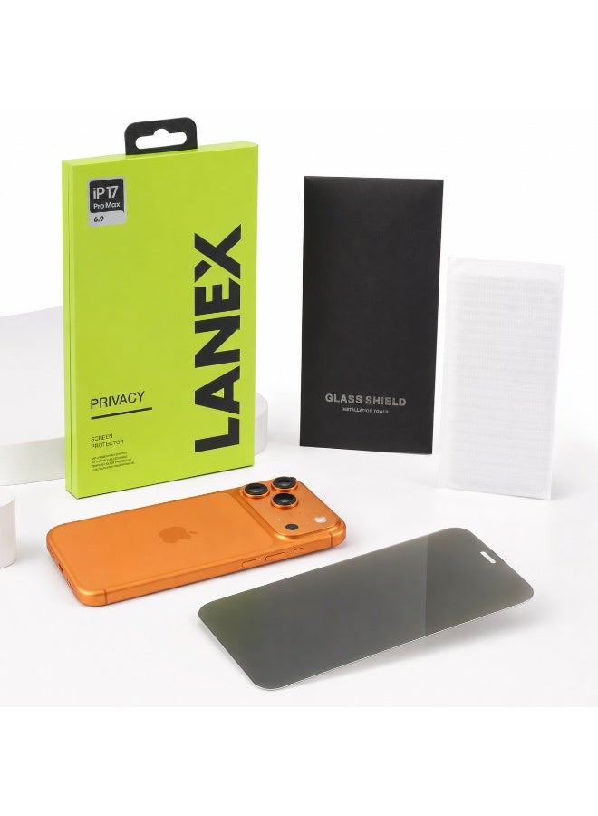 LANEX Privacy Anti-Spy Tempered Glass Screen Protector with Easy Installation Kit and Anti-Fingerprint Coating for iPhone 17 Pro Max 6.9 Inch - Image 5