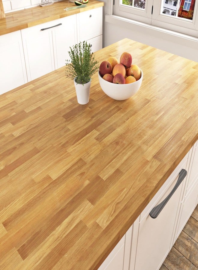STICKEEP Butcher Block Contact Paper Self Adhesive Wood Wallpaper Peel and Stick Countertops Waterproof Light Wood Contact Paper for Cabinets Camper Kitchen Countertop Peel and Stick 17.71 x 118 in - Image 2
