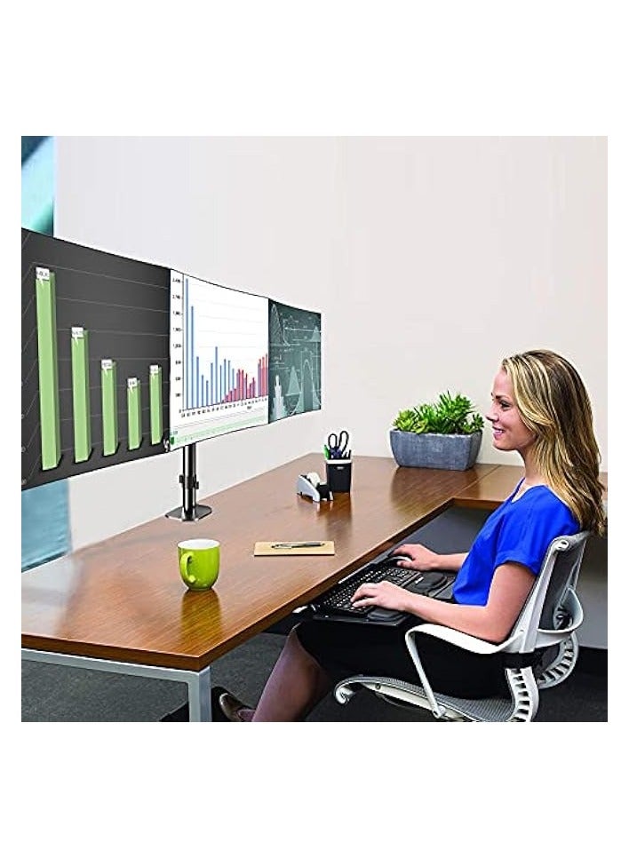 erorex Triple Monitor Stand Mount-Gas Spring Stand with Clamp and Grommet Base, Fully Adjustable Desk Mount Fits Three 17-27 inch LCD Computer Screens, Each Arm Holds up to 13.2lbs - Image 2