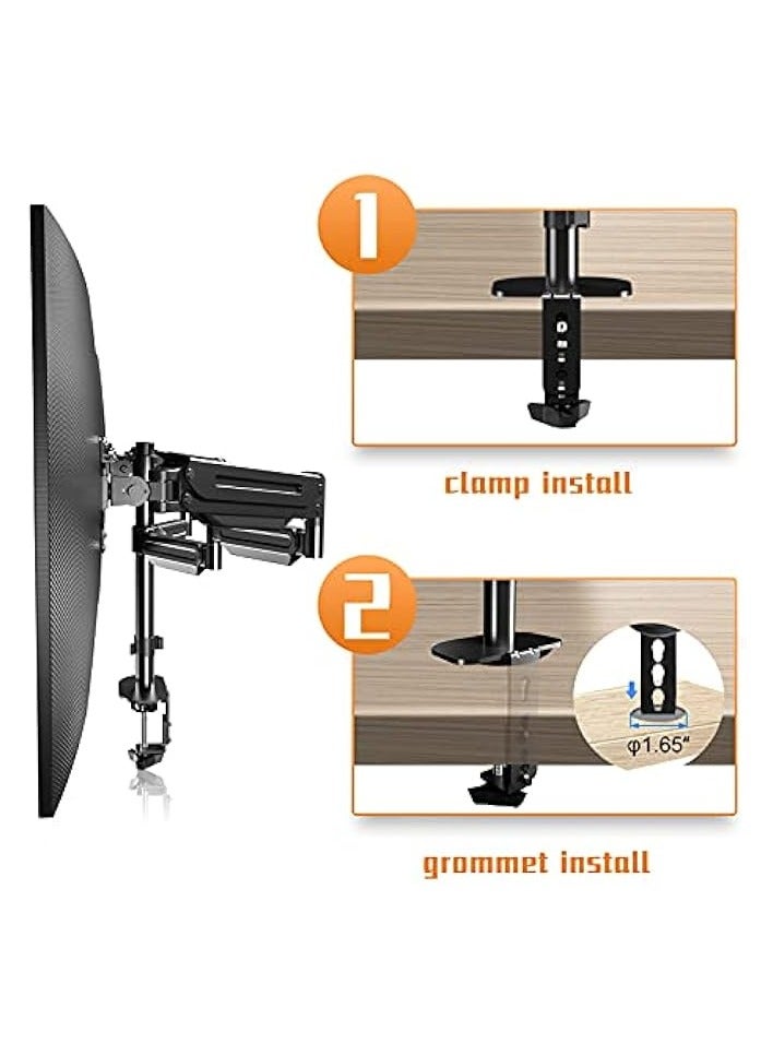 erorex Triple Monitor Stand Mount-Gas Spring Stand with Clamp and Grommet Base, Fully Adjustable Desk Mount Fits Three 17-27 inch LCD Computer Screens, Each Arm Holds up to 13.2lbs - Image 5