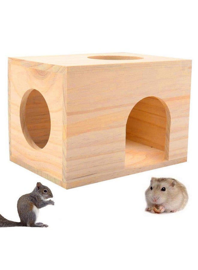 Western Era Wooden HideHouse Hut Hammock Sleeping Cabin Cage Accessory Toy for Hamsters, Hedgehog, SugarGlider, Birds, Small Rabbit, Small Guinea Pig - Image 1