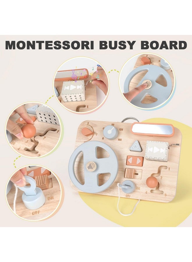 Vanplay Montessori Busy Board For Toddlers - Wooden Montessori Toys For 1 2 3 4 Year Old, Aesthetic Sensory Activity Board For Fine Motor Skills, Travel Busy Board Educational Sensory Toys For Boys And Girls - Image 2