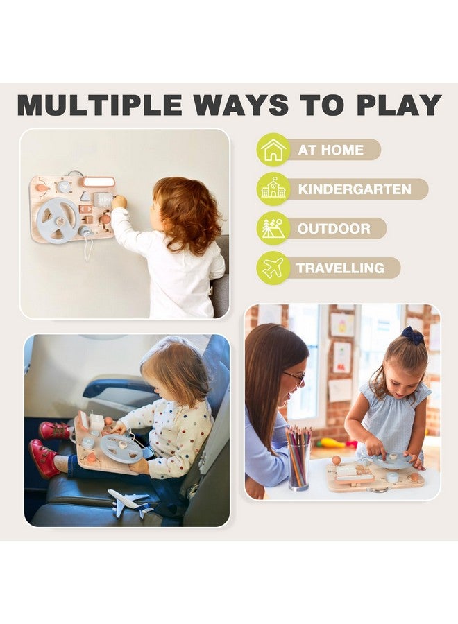 Vanplay Montessori Busy Board For Toddlers - Wooden Montessori Toys For 1 2 3 4 Year Old, Aesthetic Sensory Activity Board For Fine Motor Skills, Travel Busy Board Educational Sensory Toys For Boys And Girls - Image 4
