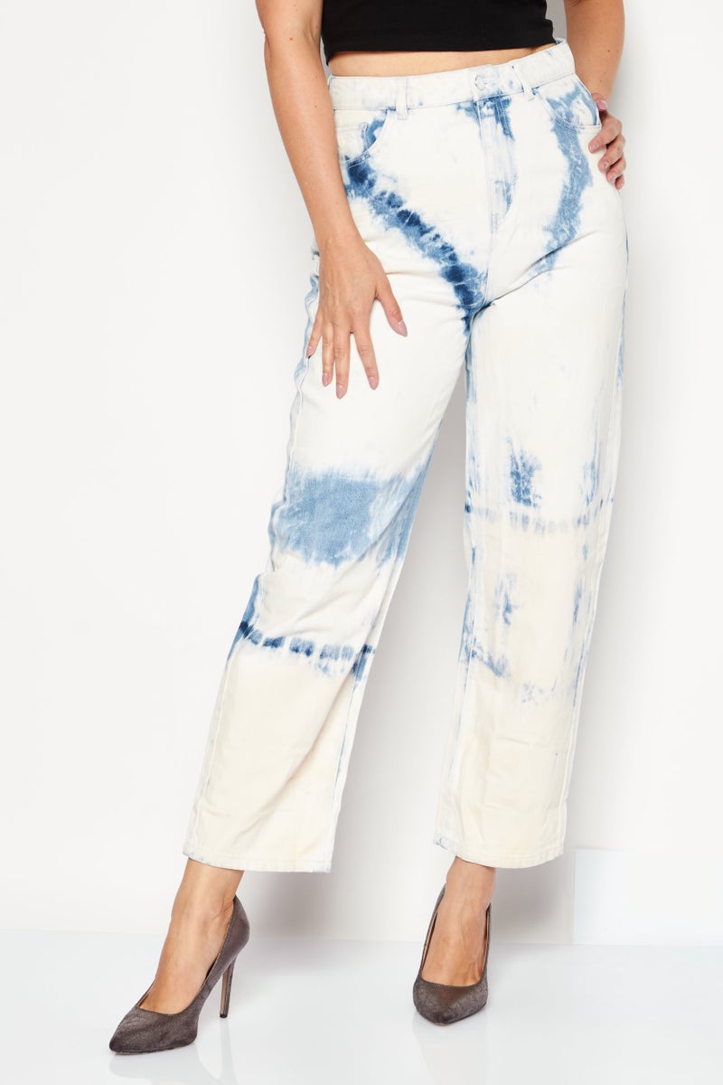 ONLY Women Balloon Fit Acid Washed Non Stretchable Jeans, White - Image 1